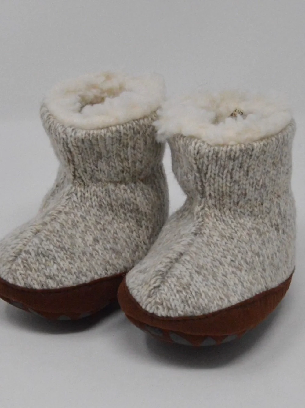 Acorn Wool Blend Knit Booties Sherpa Lined 0-6 Mth